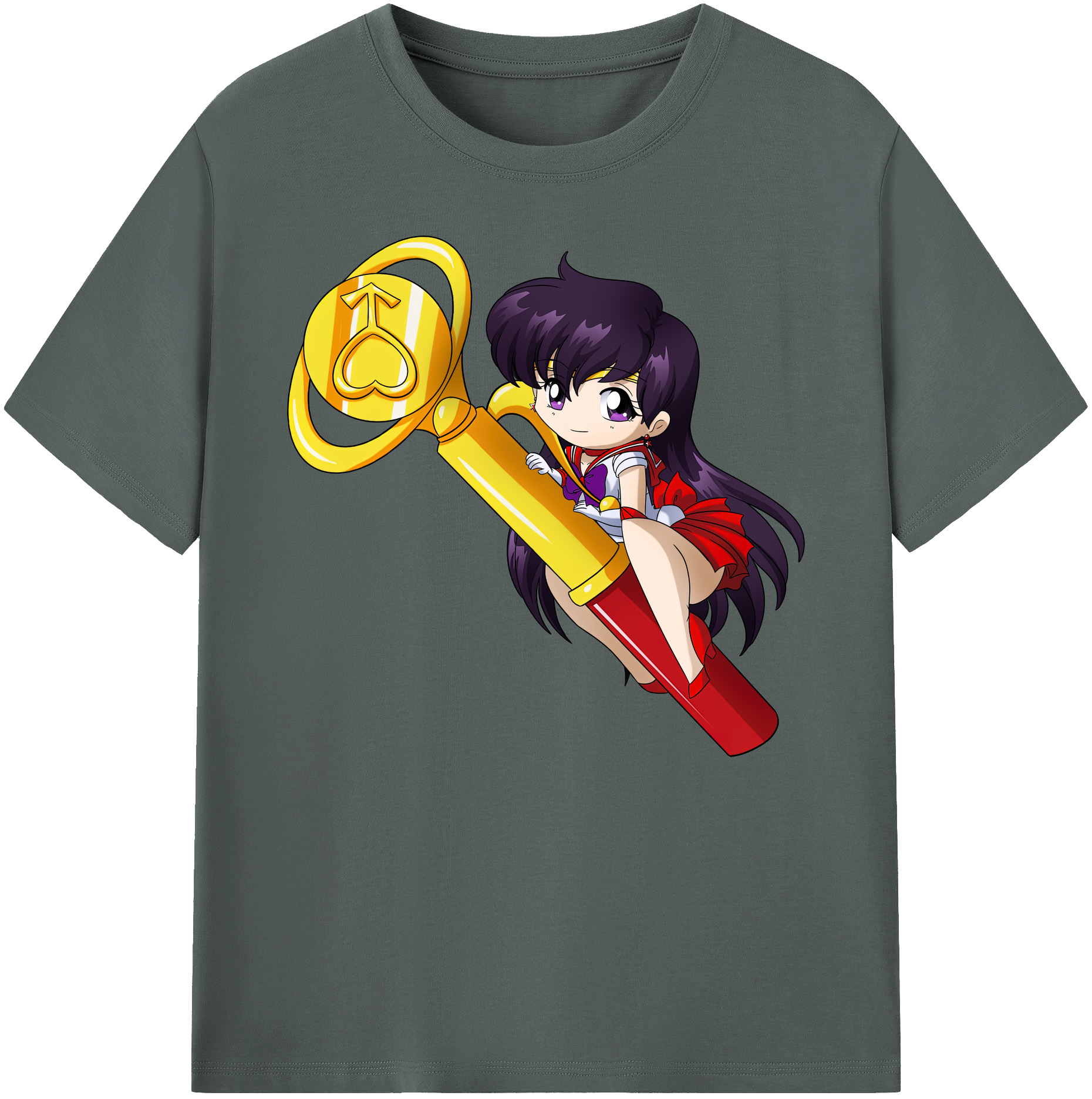 （画像用） 美少女戦士セーラームーン 火野レイ ひの レイ Sailor Moon Hino Rei （セーラーマーズ,Sailor Mars） 綿100％ メンズ半袖Tシャツ｜肌触りやわらか＆通気性